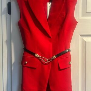 Commense Vibrant Red Blazer Vest